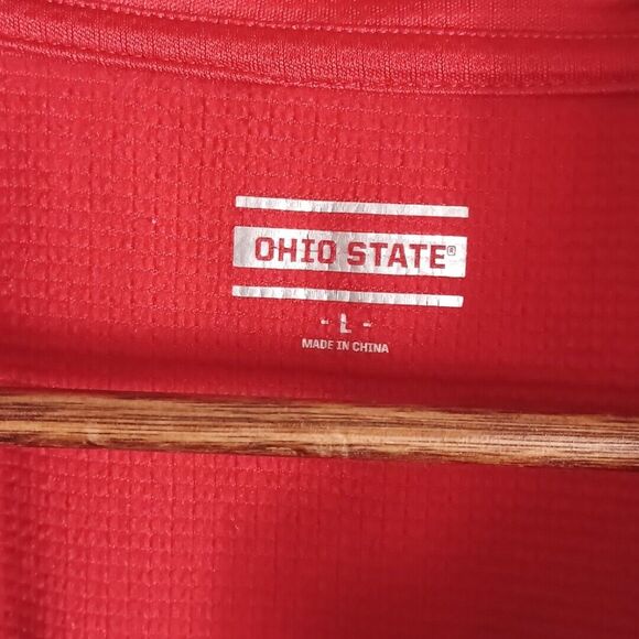 Ohio State Knit Shirt Mens Sz L Authentic Gray Red Quarter Zip Pullover Licensed - Picture 6 of 8